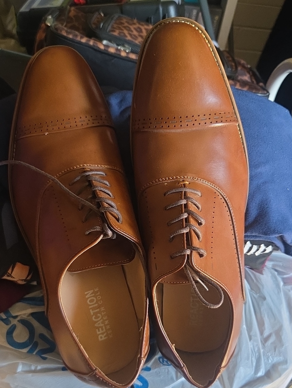 Kenneth Cole Reaction Men's Cognac Leather Cap-Toe Oxfords
